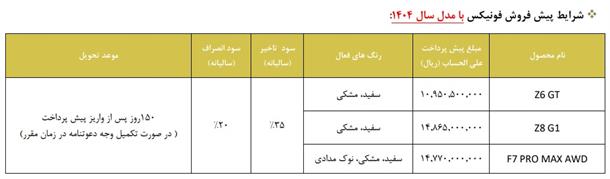 شرایط جدید فروش محصولات فونیکس